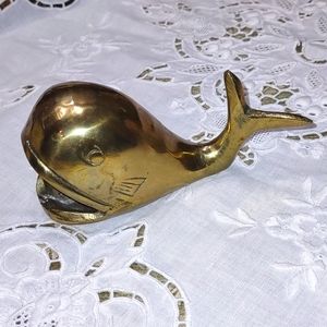 Vintage Brass Whale Figurine